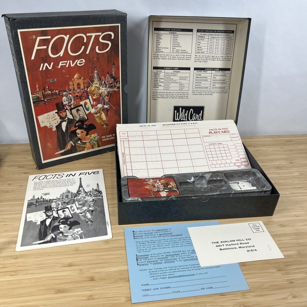 1967 Facts In Five Game of Knowledge 3M Bookshelf Game Complete Except Capsule